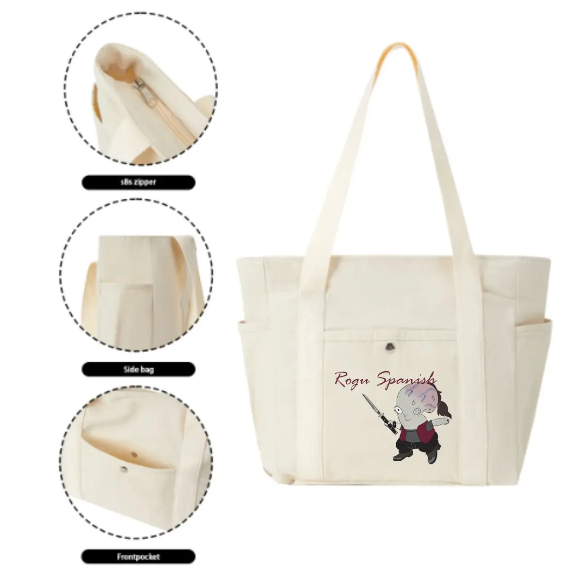 Rogu Spanish Humor Character Art Classic Multi-Pocket Shoulder Bag Timeless Daily Carry Tote