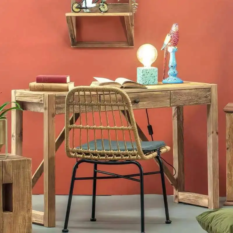 

Reclaimed Wood Computer Desk Study Writing Table for Home Office Simple Style