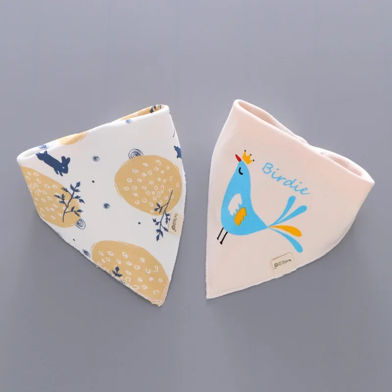 

2pcs/lot Baby Bibs Cotton Soft Bandana Scarf Burp Cloth for Newborn Baby Girl Boy Double Snap Fastener Triangle Bib