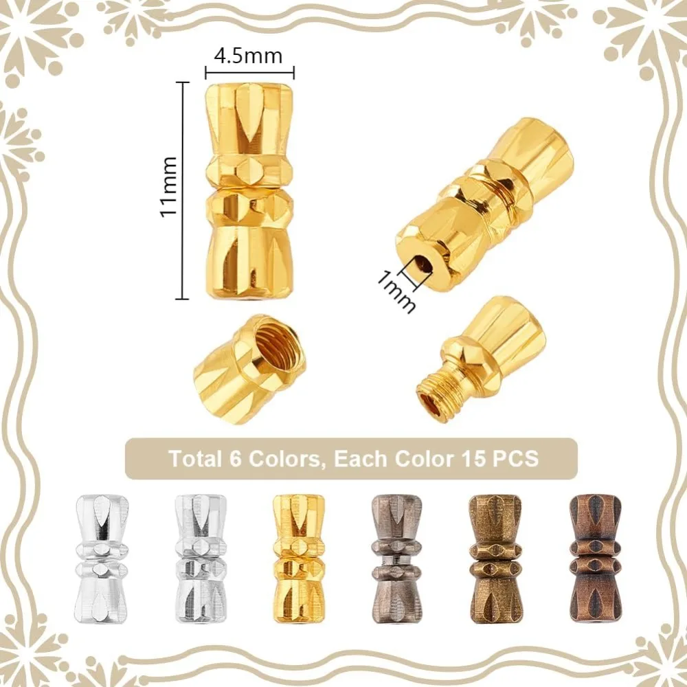 90Pcs Barrel Screw Clasps Brass Twist Clasps Necklace and Closures Jewelry End Tip Caps making kit