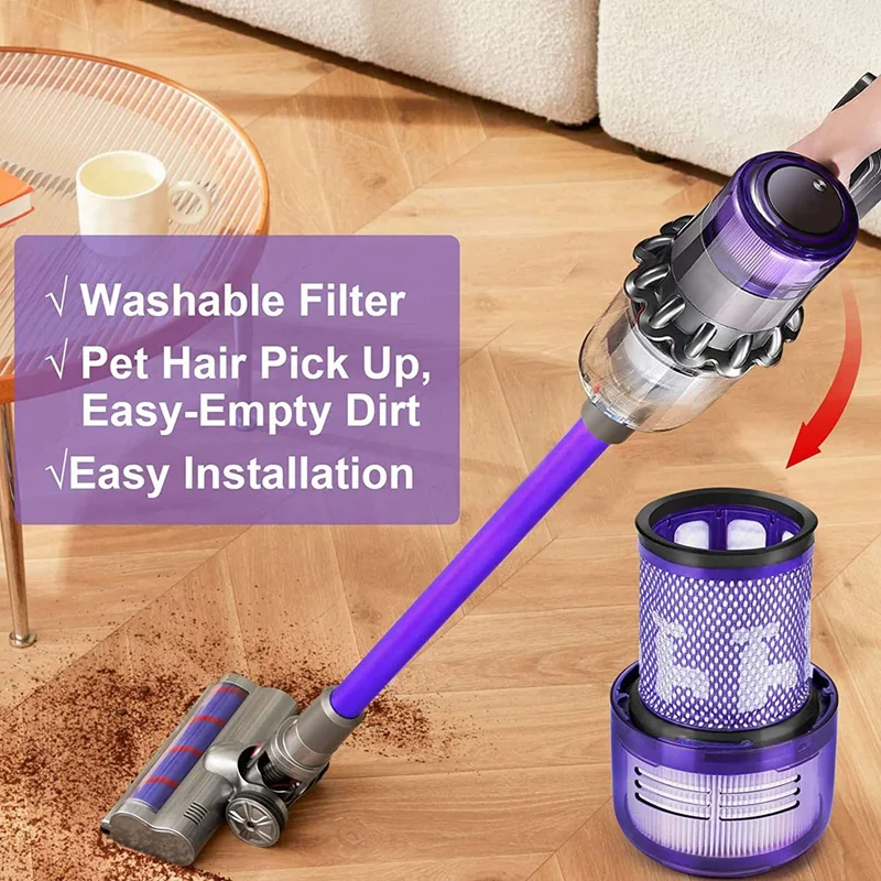 Washable Filters For Dyson V12 Slim Detect Absolute Cordless Vacuum Cleaner HEPA Filter Replacement Spare Parts Accessories