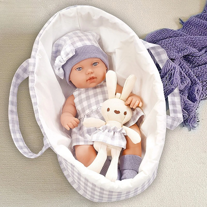 

Set 14Inch/35CM Doll with Clothes Cute Rabbit and Sleeping Basket Baby Reborn Doll Kids Soothing Newborn Doll Best Girls Gift
