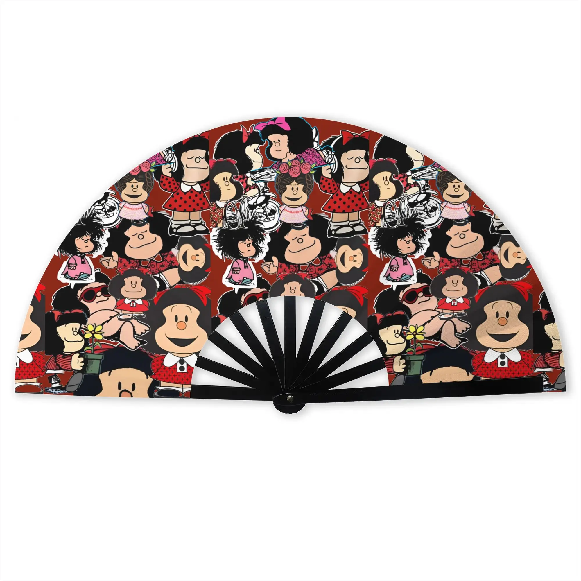 Customized M-Mafaldas Manga Comics Portable Pocket Fan Travel Classic Polyester Folding Fan Chinese Dance Handheld Cooling Fans