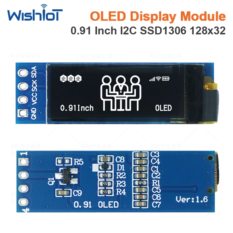 SSD1306 0.91 inch OLED Display Module IIC I2C Interface 128x32 White GND VCC SCK SDA KS0180 Model Parts Drive