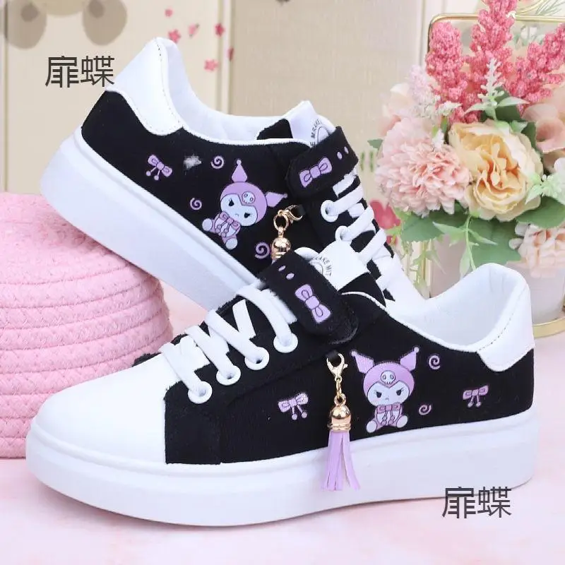 

Cartoon Cute Kuromi Girls Shoes Canvas Shoes New Breathable Cloth Shoes Children's Soft Bottom Sneakers Pupils Board Shoes