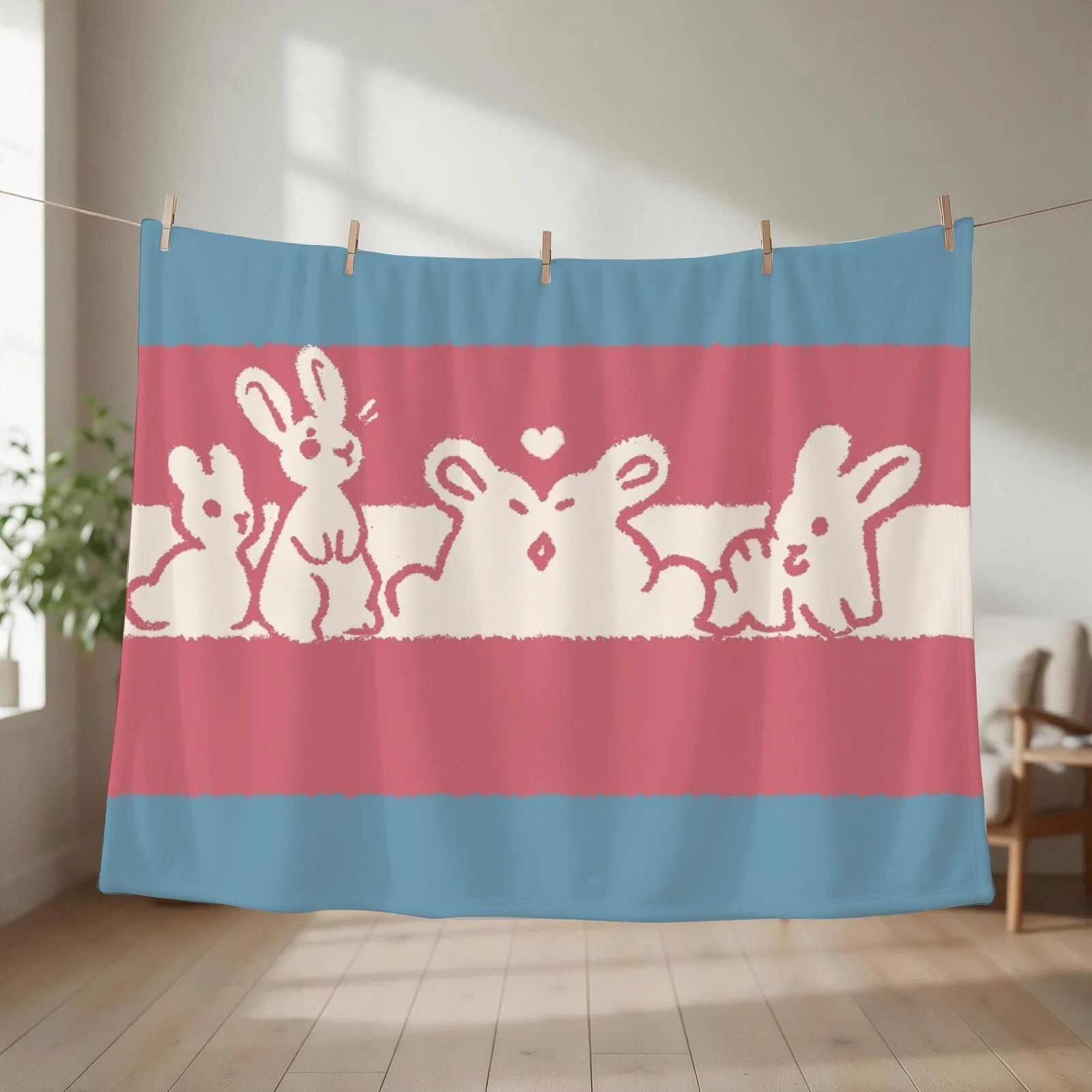 Trans Flag Bunnies Throw Blanket Soft Beds valentine gift ideas Hairy Giant Sofa Blankets