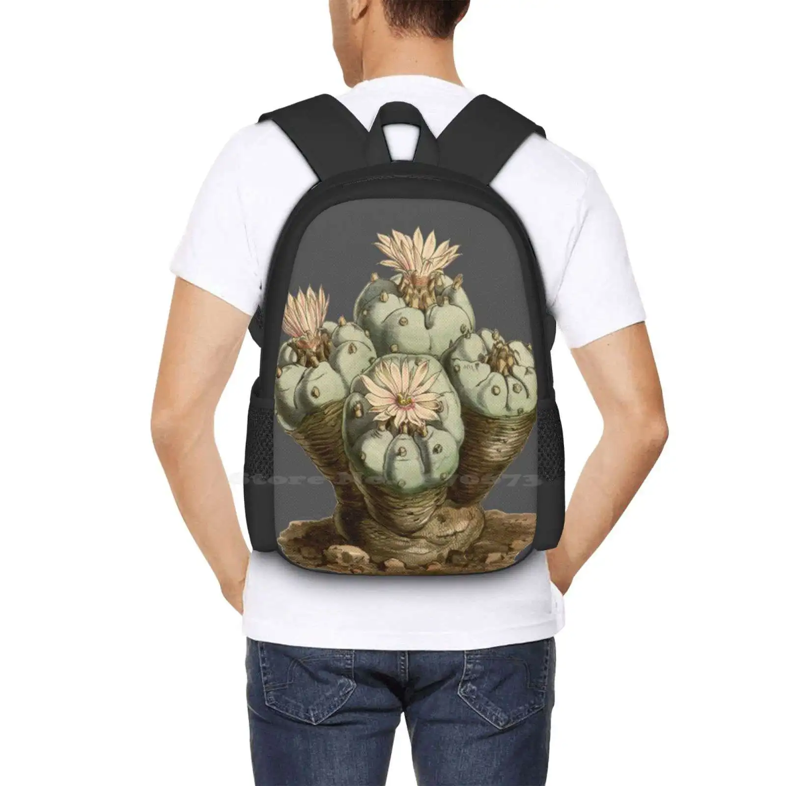 Lophophora williamsii/peyote-antike botanische illustration 1847 tasche rucksack für männer frauen mädchen teenager kaktus peyote