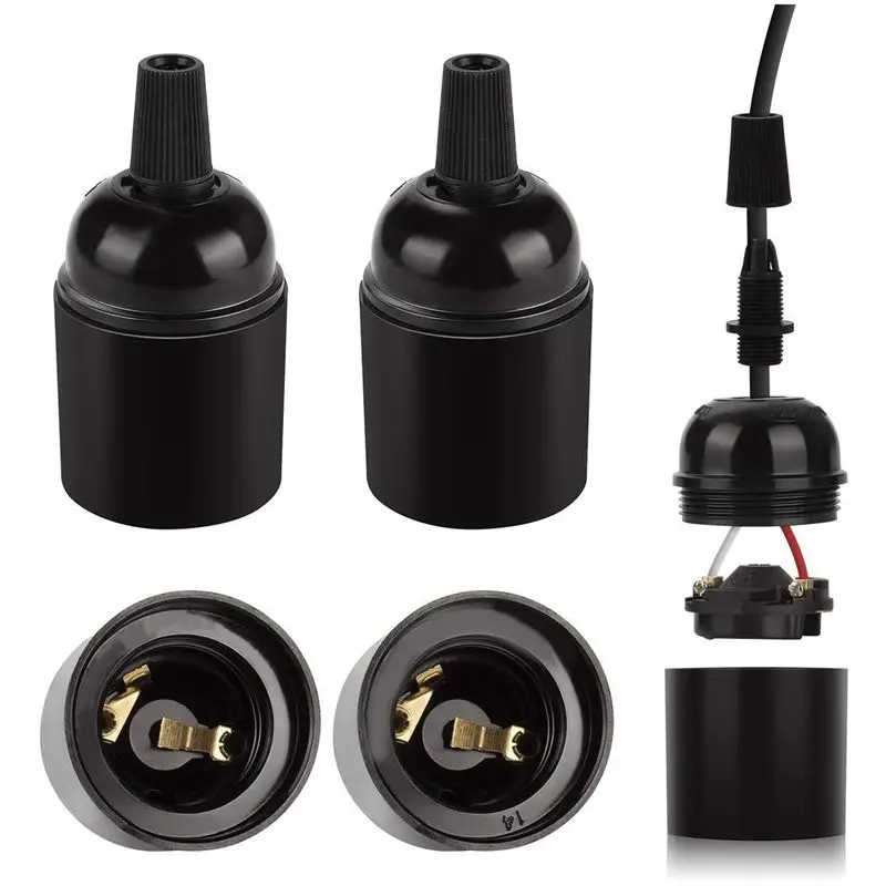 AB11-48-Pack Bakelite Lamp Holder E26/ E27 Light Socket Vintage Bulb Socket ES Screw Lampholder For Ceiling/Pendent/Floor