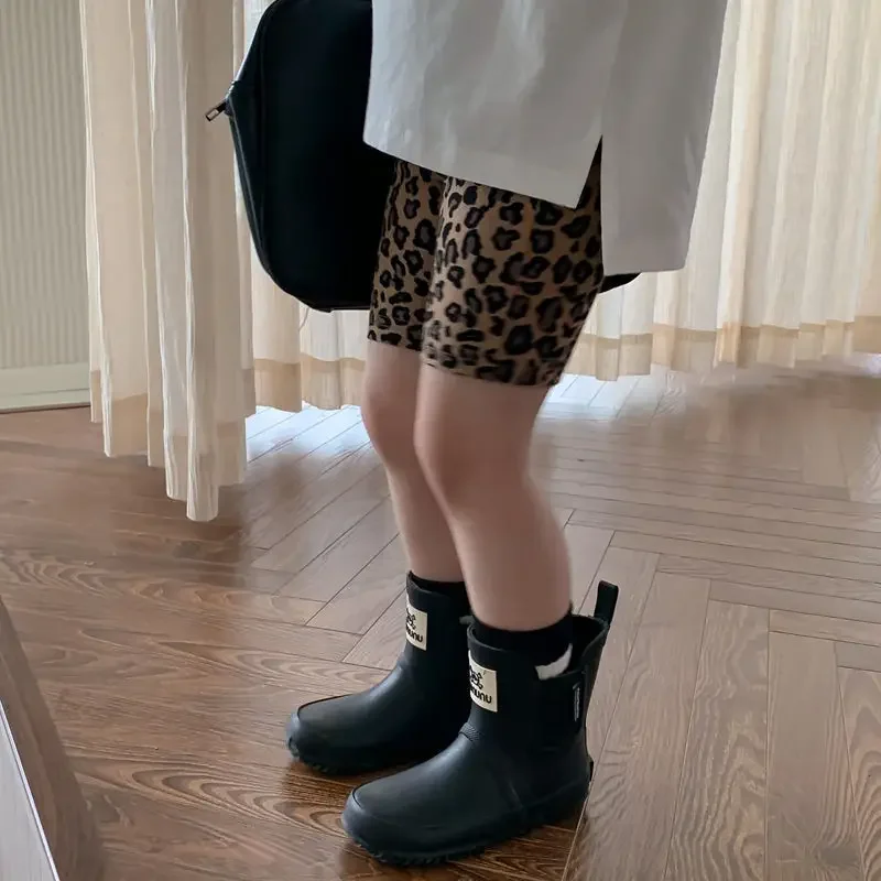 شورت أطفال بطبعة الفهد، سروال يوجا مطاطي، ملابس أطفال للبنات والأولاد، شورت للفتيات