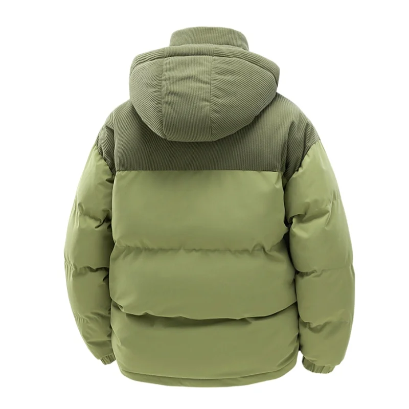 Winter Men's Padded Jacket Thickened Windproof Warm Cold Proof Quilted Coat Loose Color Matching Detachable Hooded Wadded Jacket