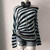 Y2K streetwear fashion Harajuku Women autumn and winter long sleeve 2000s casual vintage striped sexy Punk hip hop tops emo girl