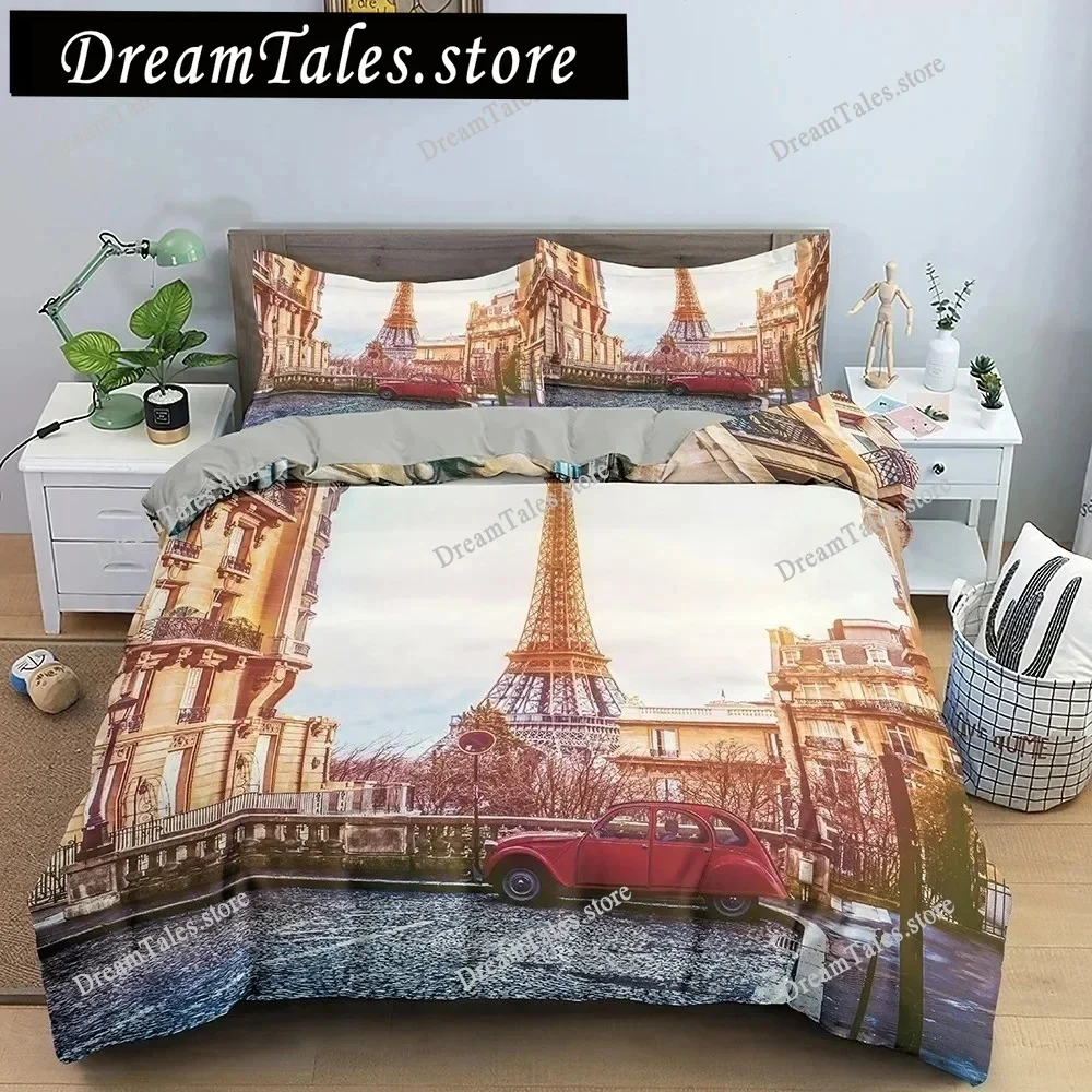 Paris Eiffel Tower King Queen Duvet Cover World Famous Romantic Attractions Bedding Set Women Girls Polyester Quilt Cover741