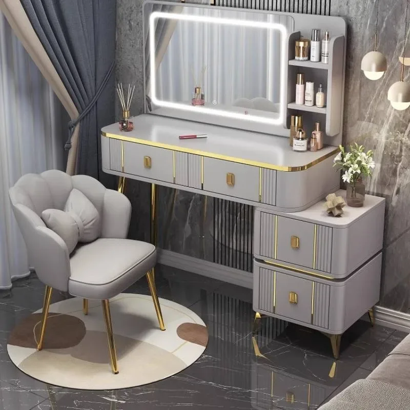 Girls Lights Battery Vanity Table Decor Bedroom Home Mirror Vanity Table Living Room White Small Coiffeuse De Chambre Furniture