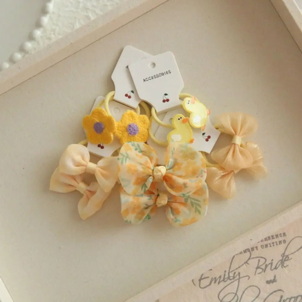 10Pcs Luxury Sweet Elastic Rubber Band Kids Girls Cute Hair Ties Bowknot Bows Flower Headdress