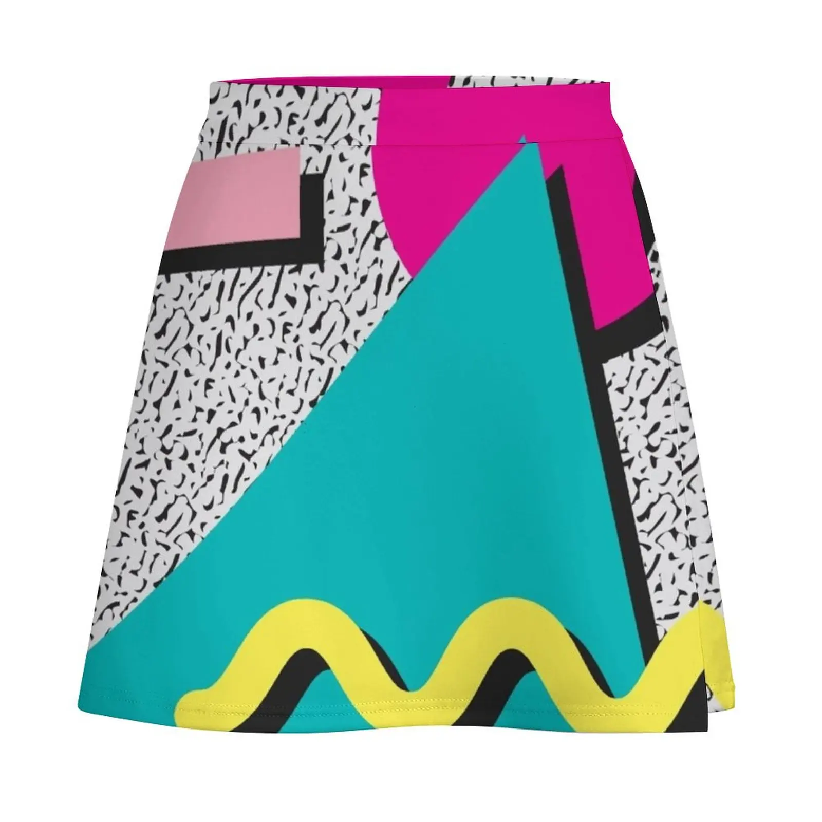 1980s Abstract Pattern Mini Skirt night club outfit night club women Kawaii Women skirts