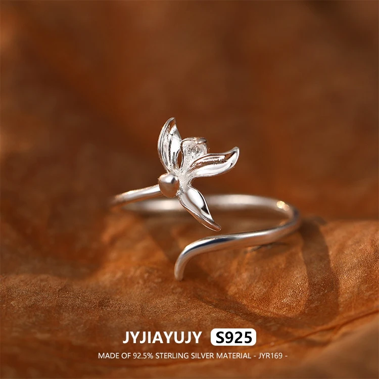 

JYJIAYUJY 100% Whole Original Sterling Silver S925 Adjustable Ring In Stock Oriole Tail Flower Fashion Jewelry Gift Daily JYR169
