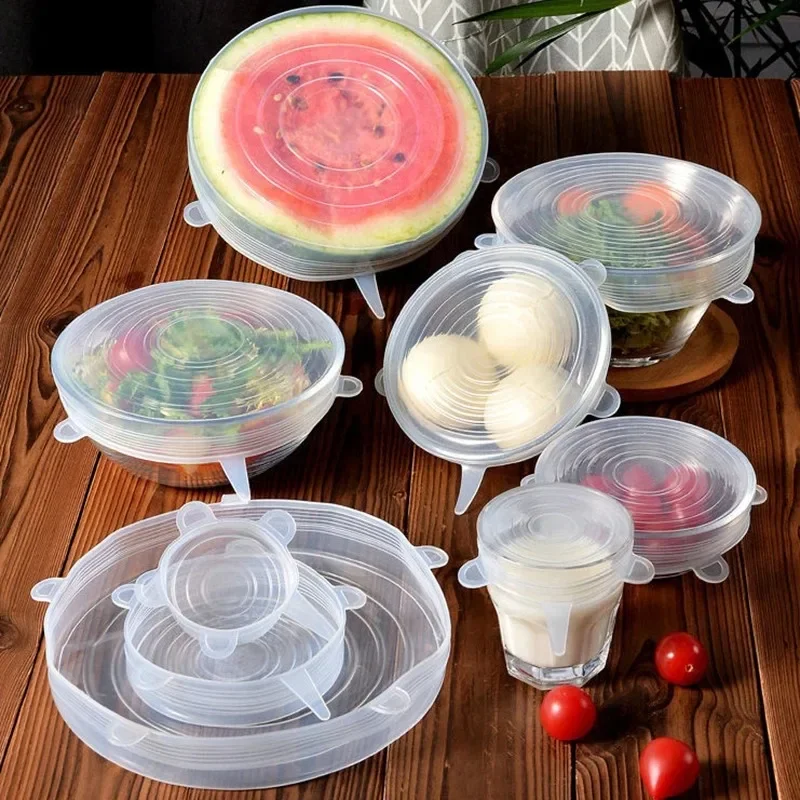 12/6 stücke für Küchen utensilien Lebensmittel abdeckung Haushalt verstellbare elastische Silikon kappen Artikel organisieren Glas deckel Universal schale nach Hause