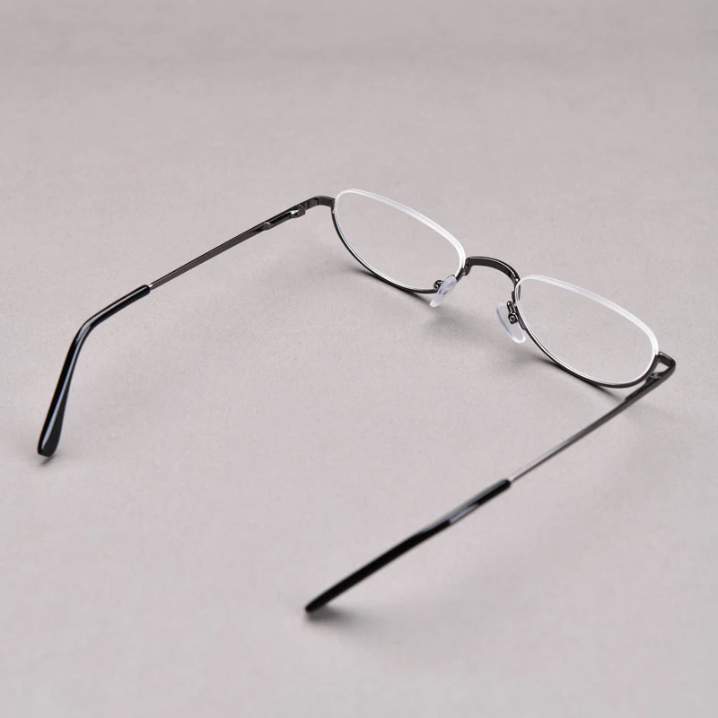 Halbrahmen-Lesebrille für Herren, hochwertige runde Legierung, Lupen, Brillenrezept, 0 bis +4, klare schmale Brille für Damen – Detail 7