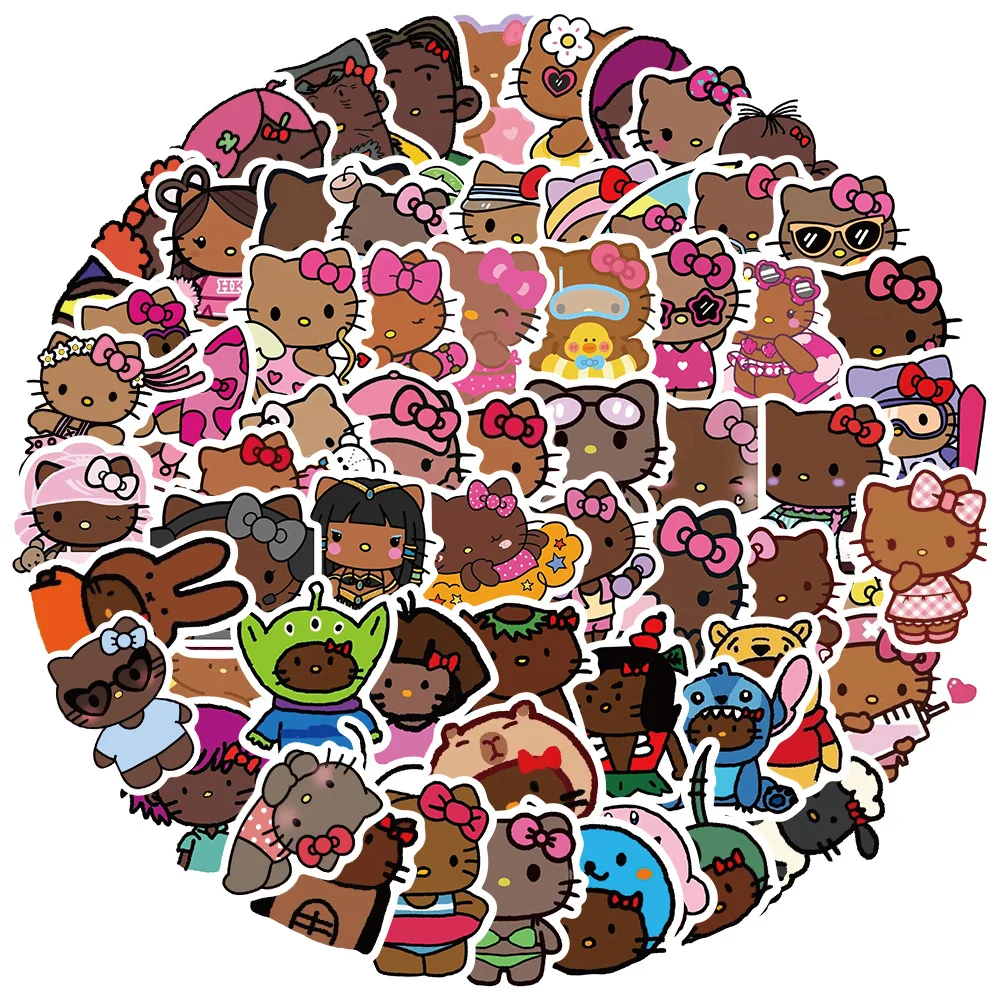 10/30/66PCS Dark Skin Sanrio Hello Kitty Cartoon Sticker DIY Phone Laptop Luggage Skateboard Graffiti Decals Fun forToy