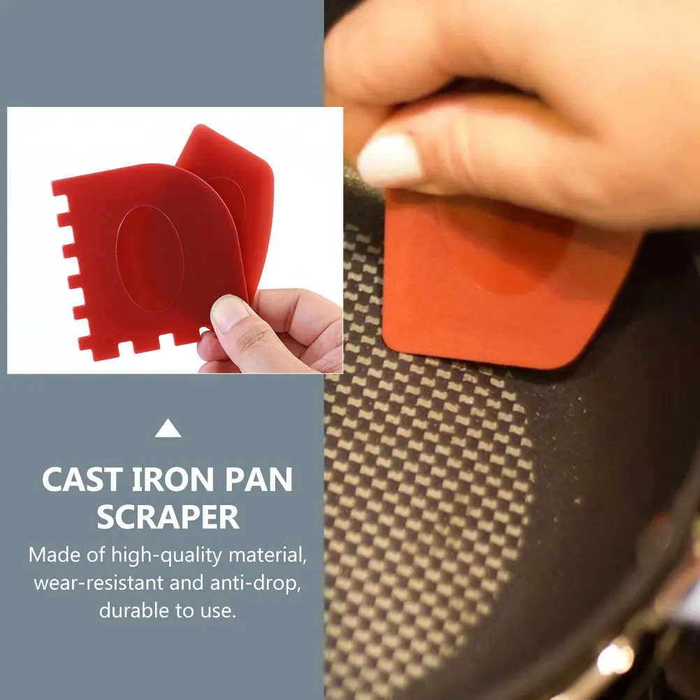 4Pcs Cast Iron Pan Scrapers Set Heavy Duty Kitchen Cleaning Tools for Grill Skillet Wok Pre Seasoned Pans Burnt Food Remover