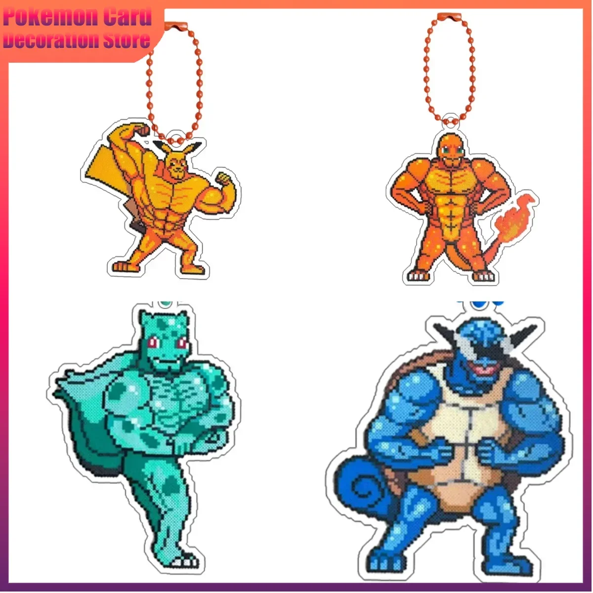 

PokemonGift Qikachu Bulbasaur Squirtle Diy Cartoon Acrylic Key Chain Backpack Accessories Pendant Anime Classics Collection