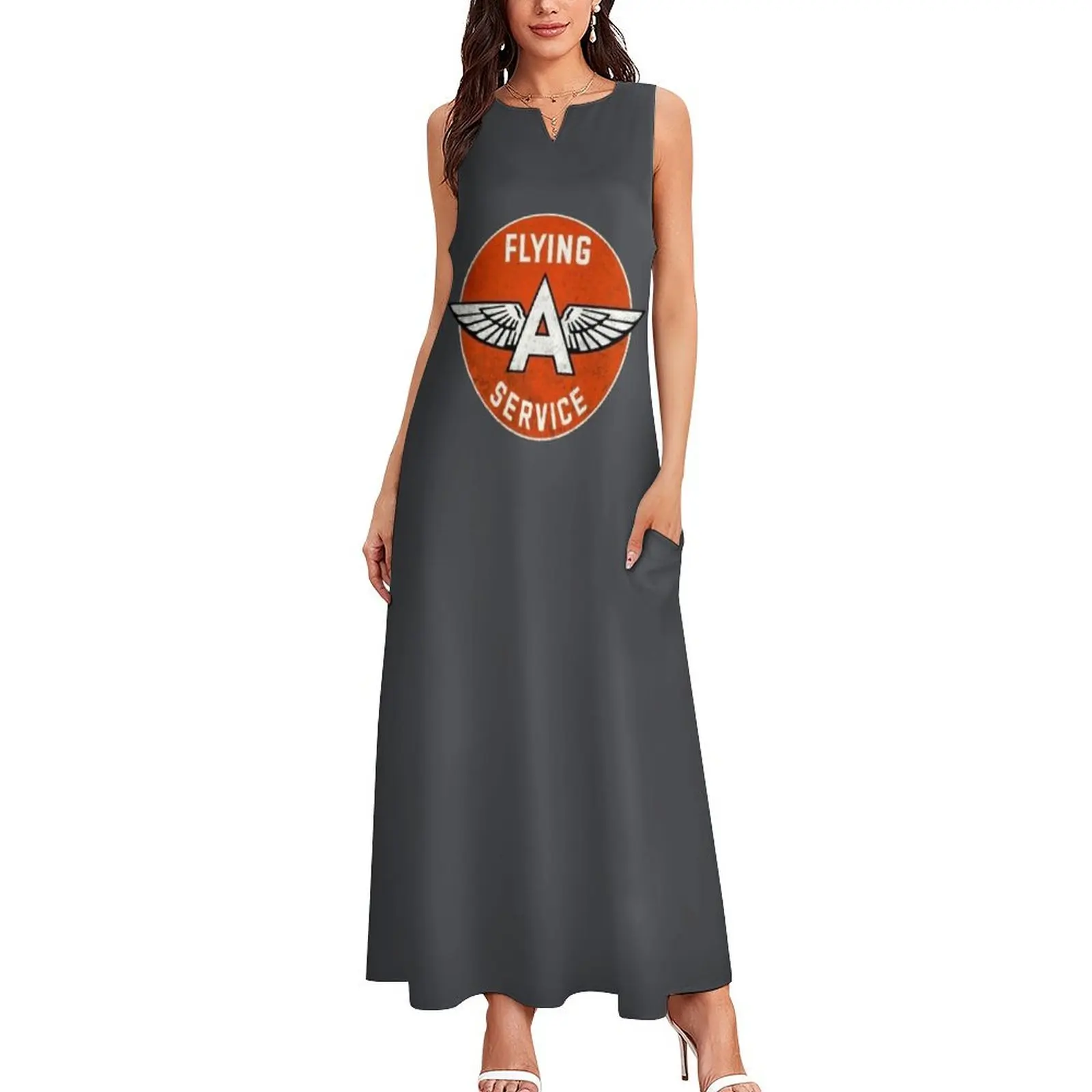 Flying A Service Gasolene - Vintage Logos Long Dress elegant and pretty women's dresses dress