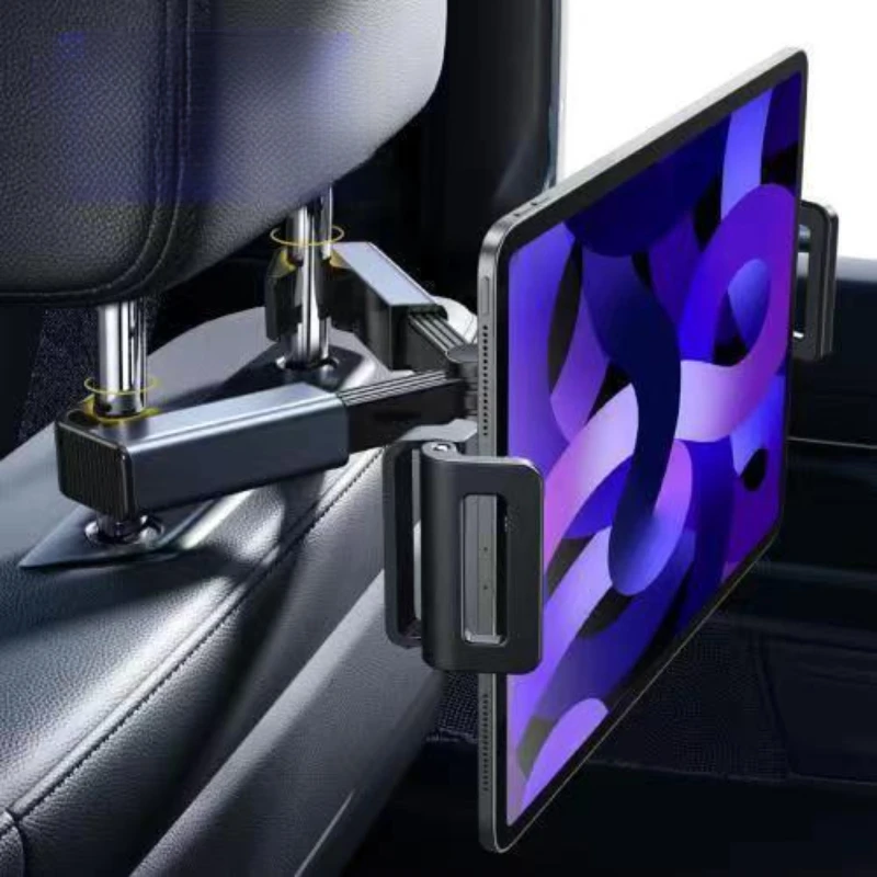 Car Headrest Phone Holder Adjustable Rotating Tablet Mount Stretchable Backseat Device Stand for Kids Passengers