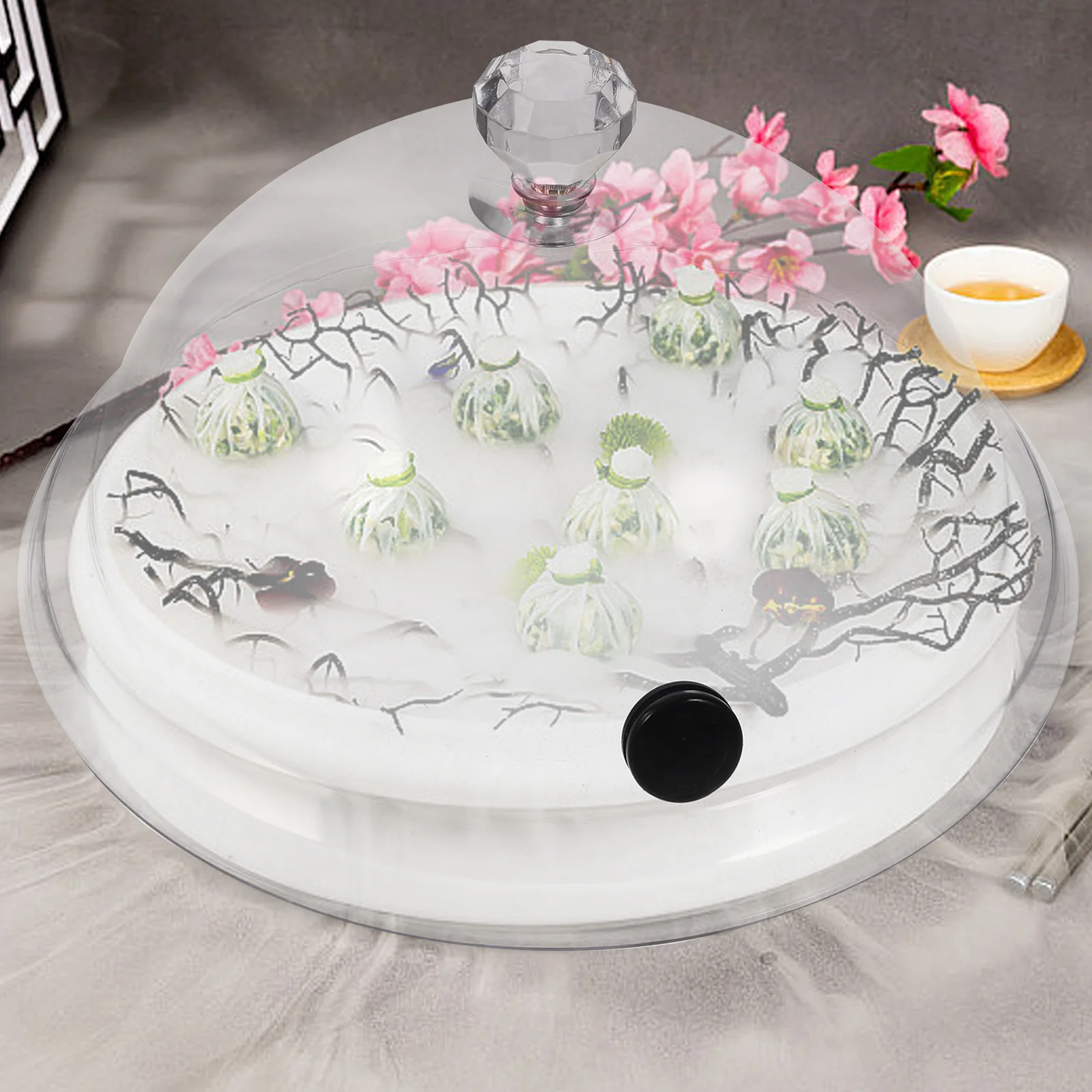 

2Pcs Smoke Cover Creative Handle Design Easy Storage Food Lid for Snacks Cakes Western Cuisine Dessert Protective Cover