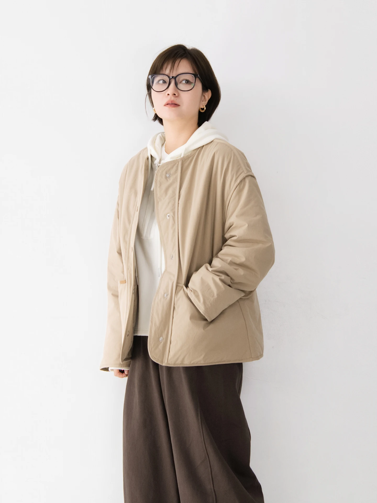 

Pure Cotton Long Sve round Ne Jaet Women Color Casual Winter Warm Commute Cotton Coat Outerwear