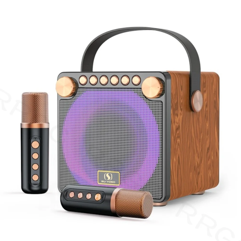 Karaoke Machine Two Wireless Microphones Portable Karaoke Machine for Adults & Kids Bluetooth Speaker LED Lights Supports TF/USB