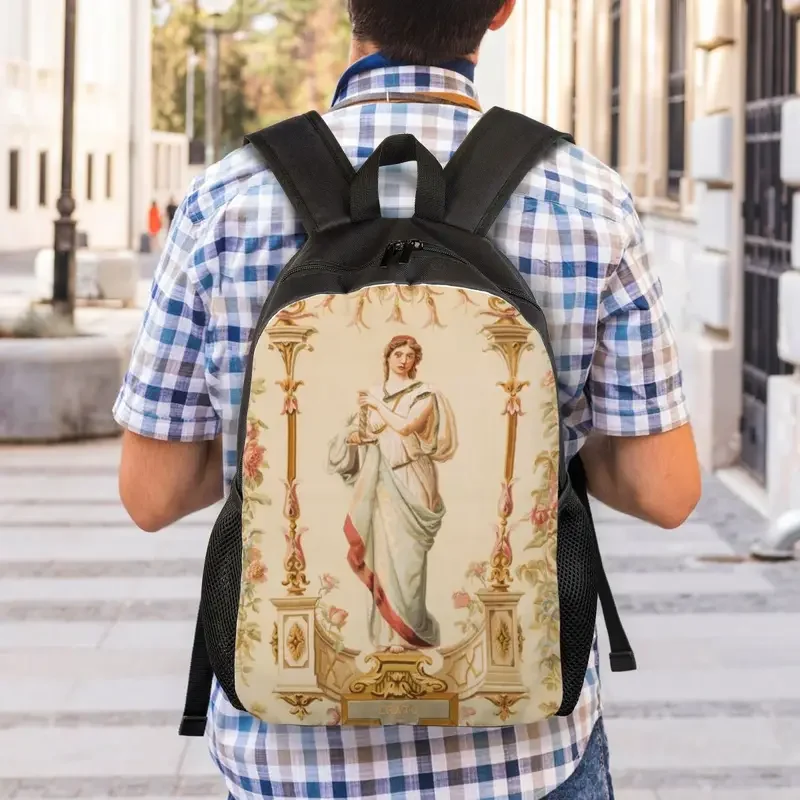 Mochila portátil de tapeçaria antiga para homens e mulheres, francês Aubusson, bolsa de moda para escola, estudante universitário, bolsa floral europeia