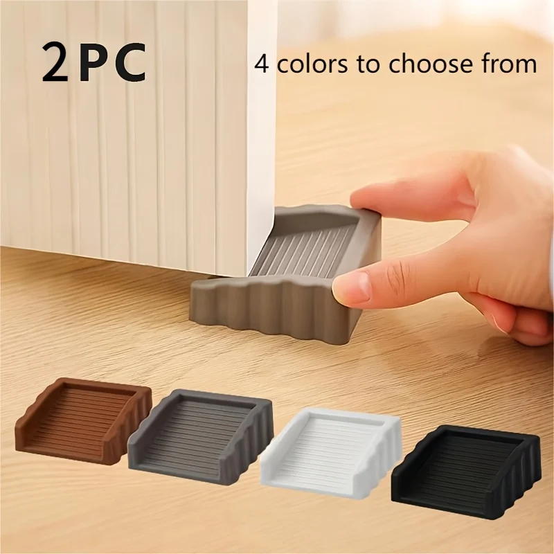 Bloc d'arrêt de porte en Silicone, 2 pièces, butoir de porte à cale, pour maison et bureau, retenue arrière, bouchon d'impact, arrêts en caoutchouc, sans perceuse