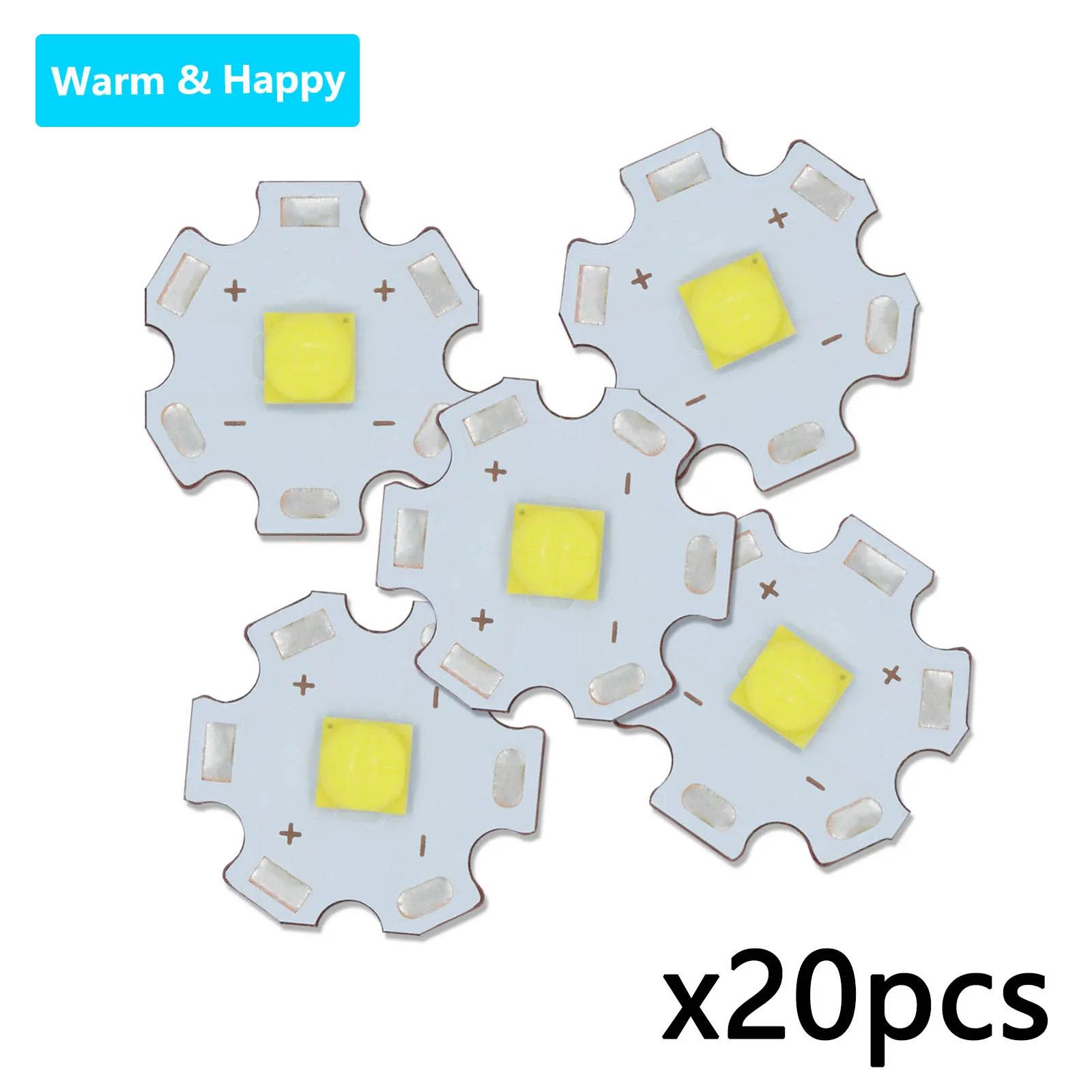 20pcs 18W DC3.6-4.5V 4A Lights Full Power XHP50 LED For Flashlight Lamp Bead White 6500K With 20mm Copper bracket PCB DIY