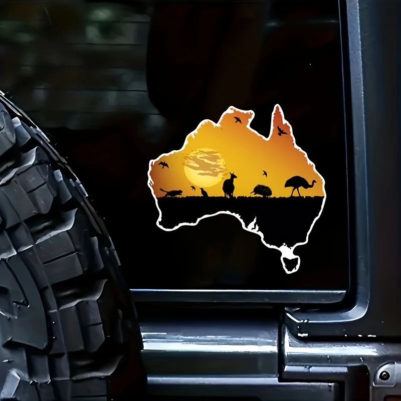 

Australian flag and wildlife silhouette vinyl stickers - durable, weatherproof car windows and metal decals, kangaroo and