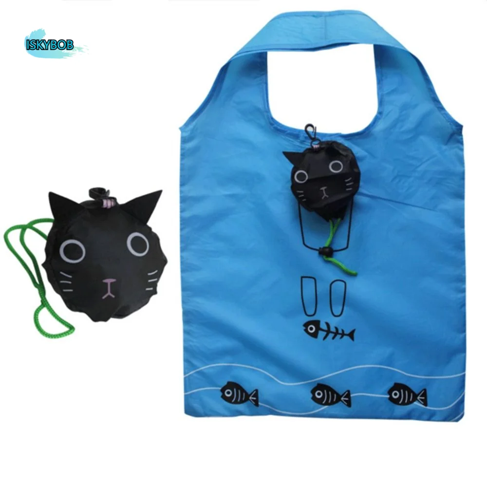 

Reusable Frog Foldable Shopping Bag Cartoon Cat Foldable Eco Bag Shoulder Pouch Large Capacity Shopping Storage Bag Travel