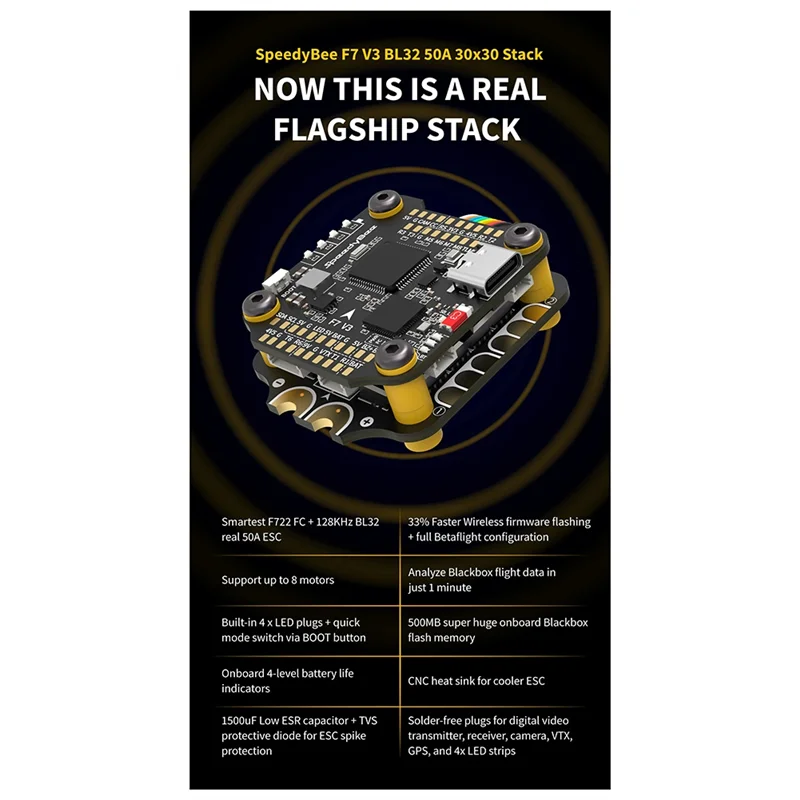 

MYMF-F7 V3 BL32 50A 30X30 Летающая башня 4IN1 ESC 30X30 мм Стос для FPV Freestyle Drone FC+ESC
