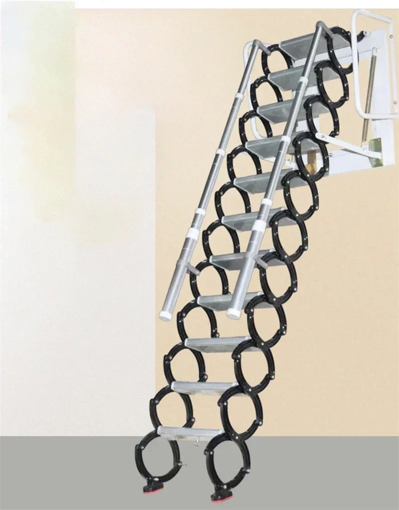 Double-layer Folding Telescopic Step Ladder Home Simple Ladder Wall-mounted Attic Telescopic Staircase Outdoor Platform Ladder