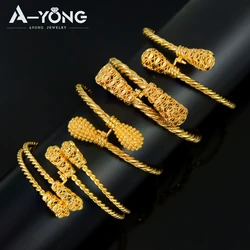 Fashion Dubai Gold Bracelet 21k Gold Plated Luxury Saudi Muslim Cuff Bangles Nigeria Women Wedding Event Party Jewelry