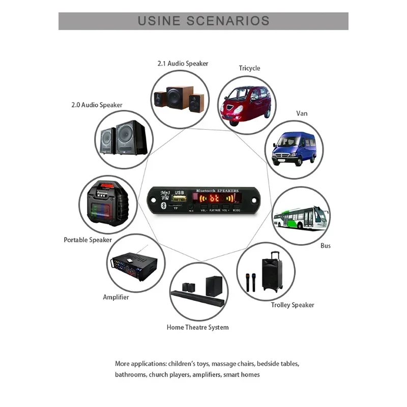 Carte décodeur de lecteur MP3 Bluetooth 5.0, radio FM, TF, USB, récepteur de musique AUX Tech, kit de voiture, carte amplificateur audio, nouveau, 3.5mm