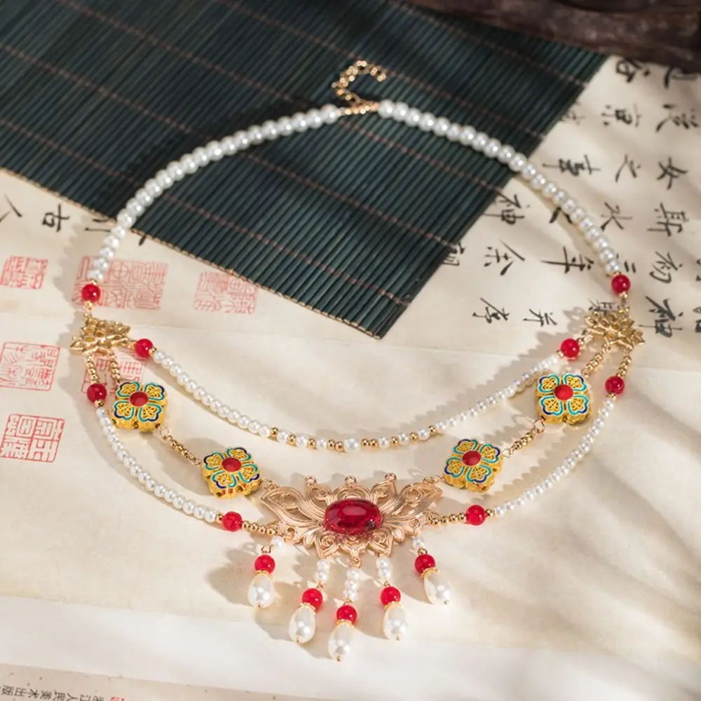 Tang Ming Song Dynasty Hanfu Ruyi Pendant Ethnic Style Pearl Chinese Style Necklace Clothing Accessories Elegant