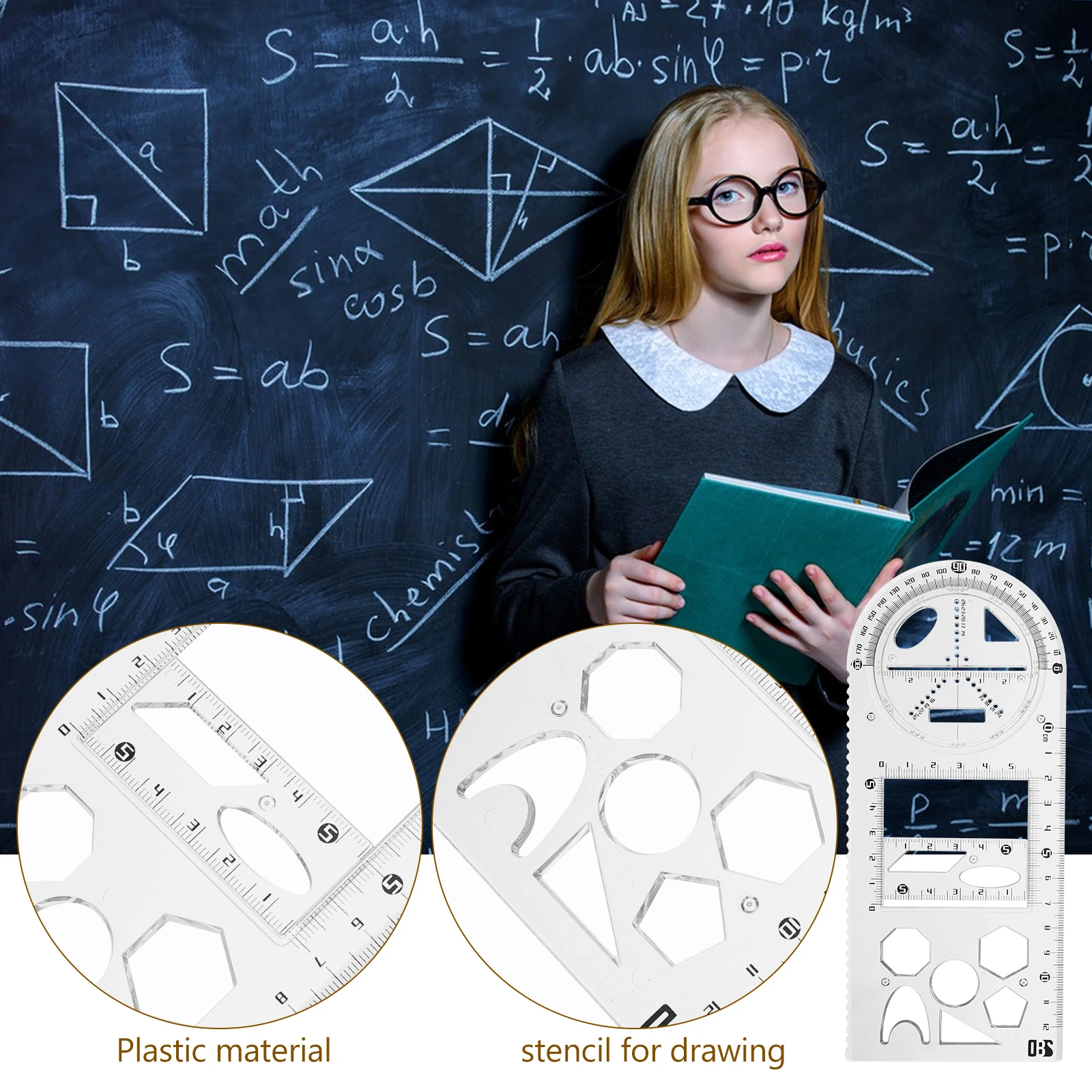 

Multifunctional Transparent Drawing Round Student College School Supplies for Architecture Engineering Design Measurement