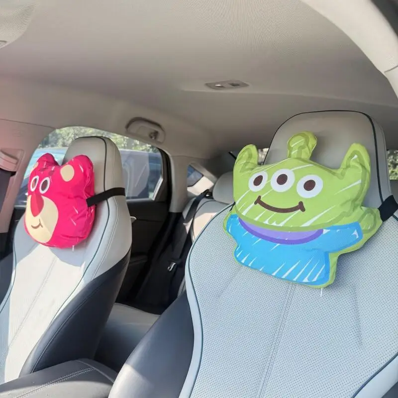 kawaii Disney Cars Headrest Neck Pillow Alien Lotso Toy Story Cars Cartoon Creative Soft Headrest Cute Car Decoration