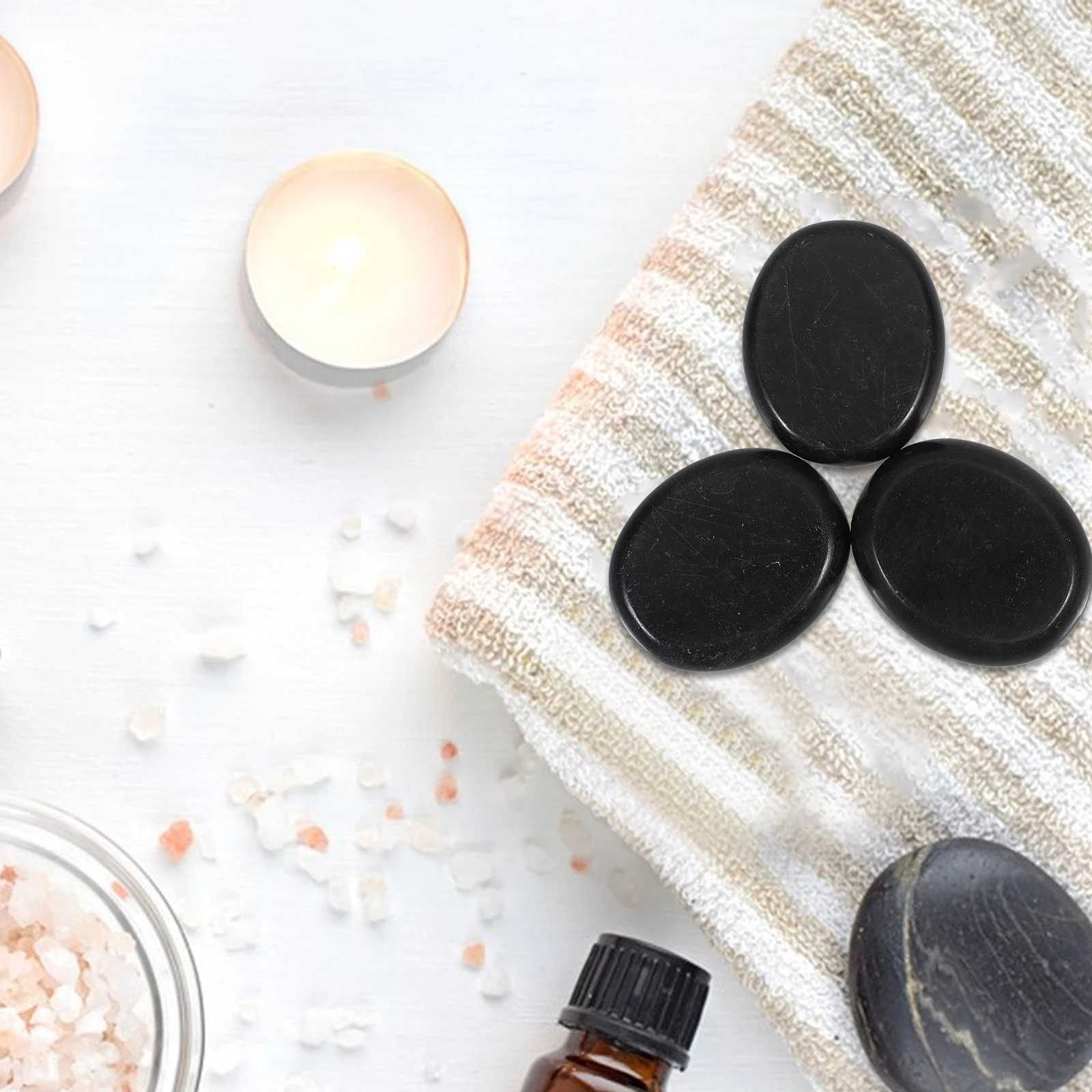 

3pcs Volcanic Massage Natural Black Hot Stone For Spa Energy Stones For Skin Care Electromagnetic Radiation