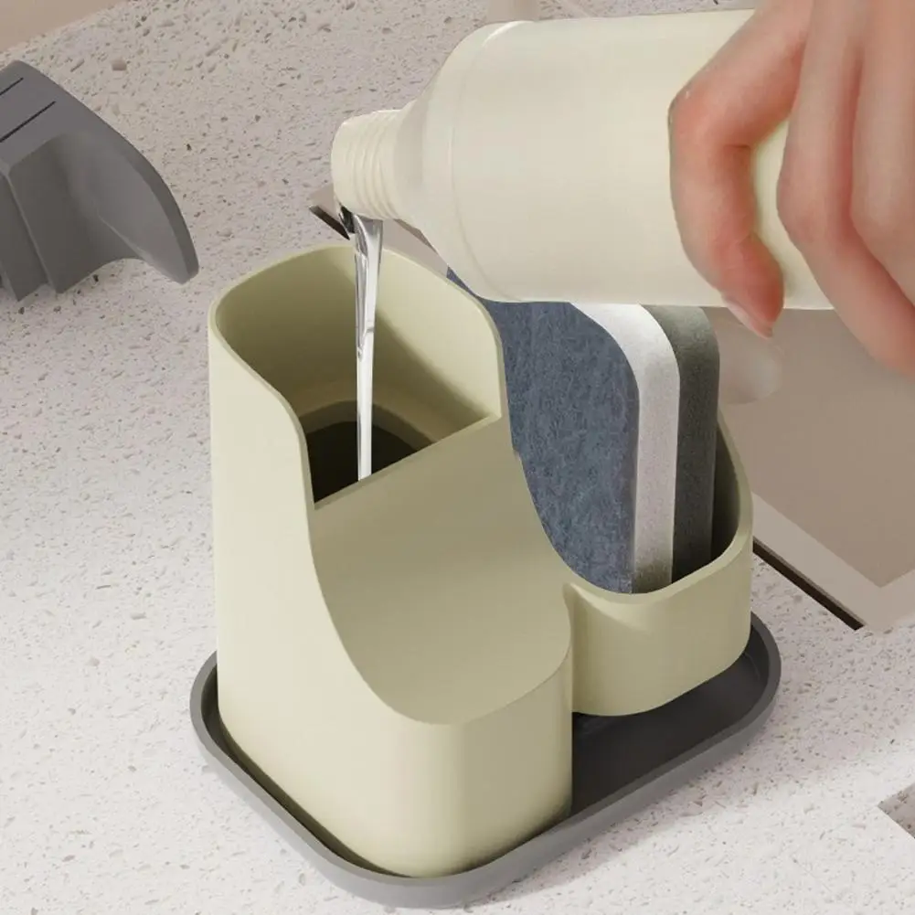 

Дозатор для мыла с держателем для губки, двойной набор для кухонной раковины, дозаторы для мыла с подставкой для губки для кухни