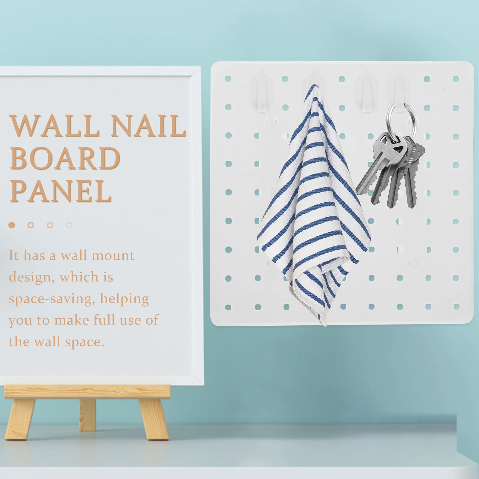 

1 Set No Drill Wall Pegboard Organizer Heavy Duty Self-Adhesive Storage Board For Kitchen Bathroom Garage Craft Room Door Back