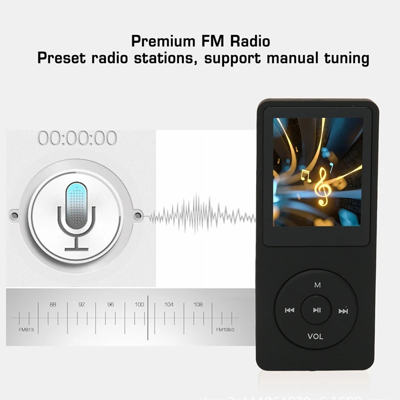 Music Player Support Recording 64GB Expandable Portable MP3 MP4 Player 1.8in Screen 30 Hours Playback for Travel Blue-A22U