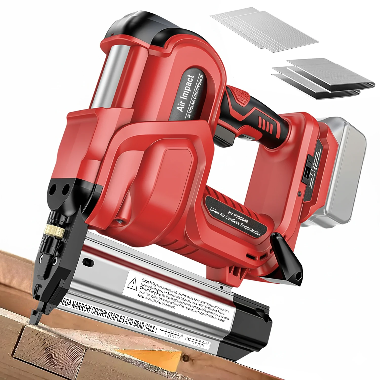 

NailTask 2" 18 Gauge Cordless Nail Gun 2 IN 1 Safety Power Brad Nailer with Nails Staples for Wood DIY Framing Home (No Battery)