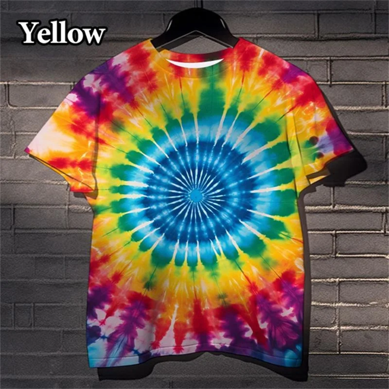 

Cool tie dye 3D printed men's T-shirt summer fashion street casual short sleeved men's women's dizzy T-shirt oversized men's top