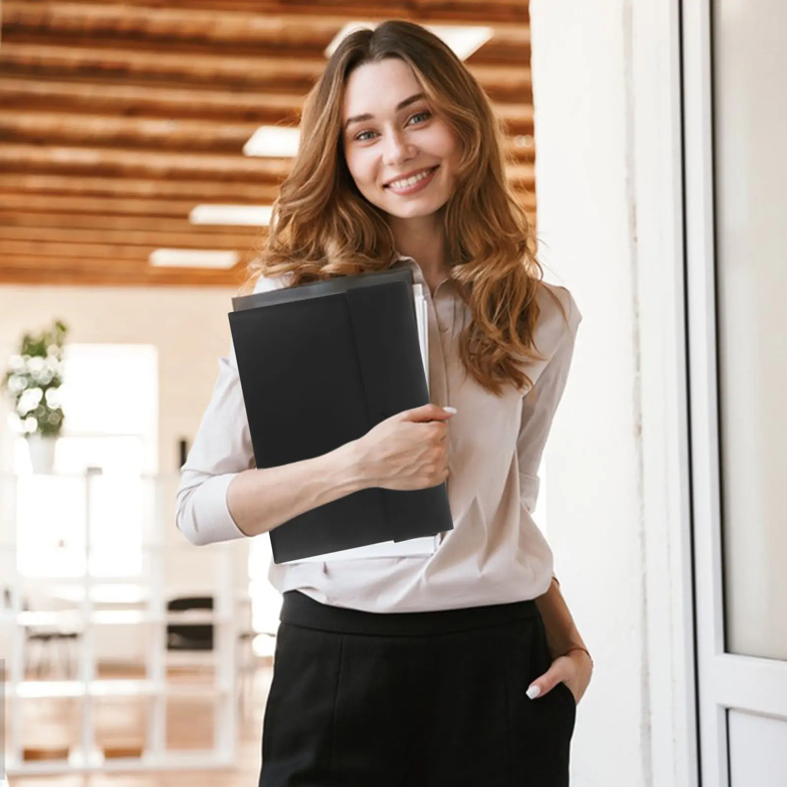 

5Pcs A4 Document Bags Transparent Plastic File Organizers Snap Button File Folders Document Storage Organizers Office Supplies