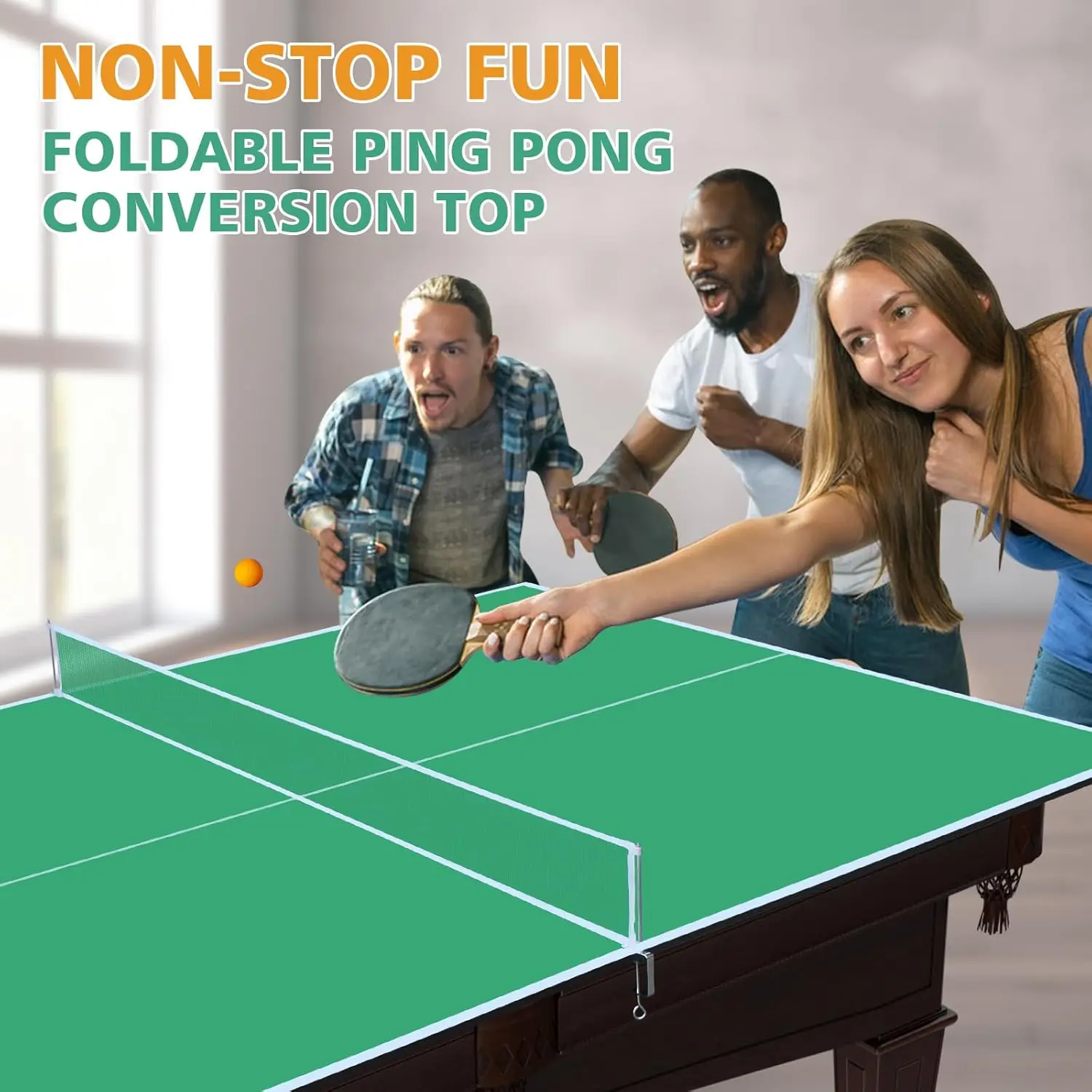 fj- 12mm MDF Board Modern Foldable Ping Pong Table Top Indoor Sport Combination Green Movable Standard for Table Tennis Table@